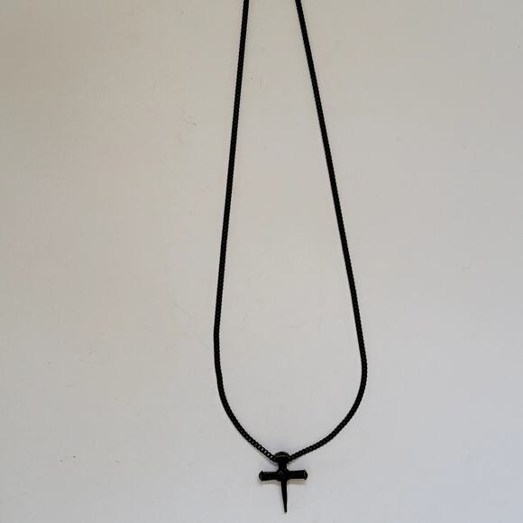 Bronze Tone Nail Cross Pendant Necklace Rustic Christian Faith Religious Jewelry - Picture 2 of 10